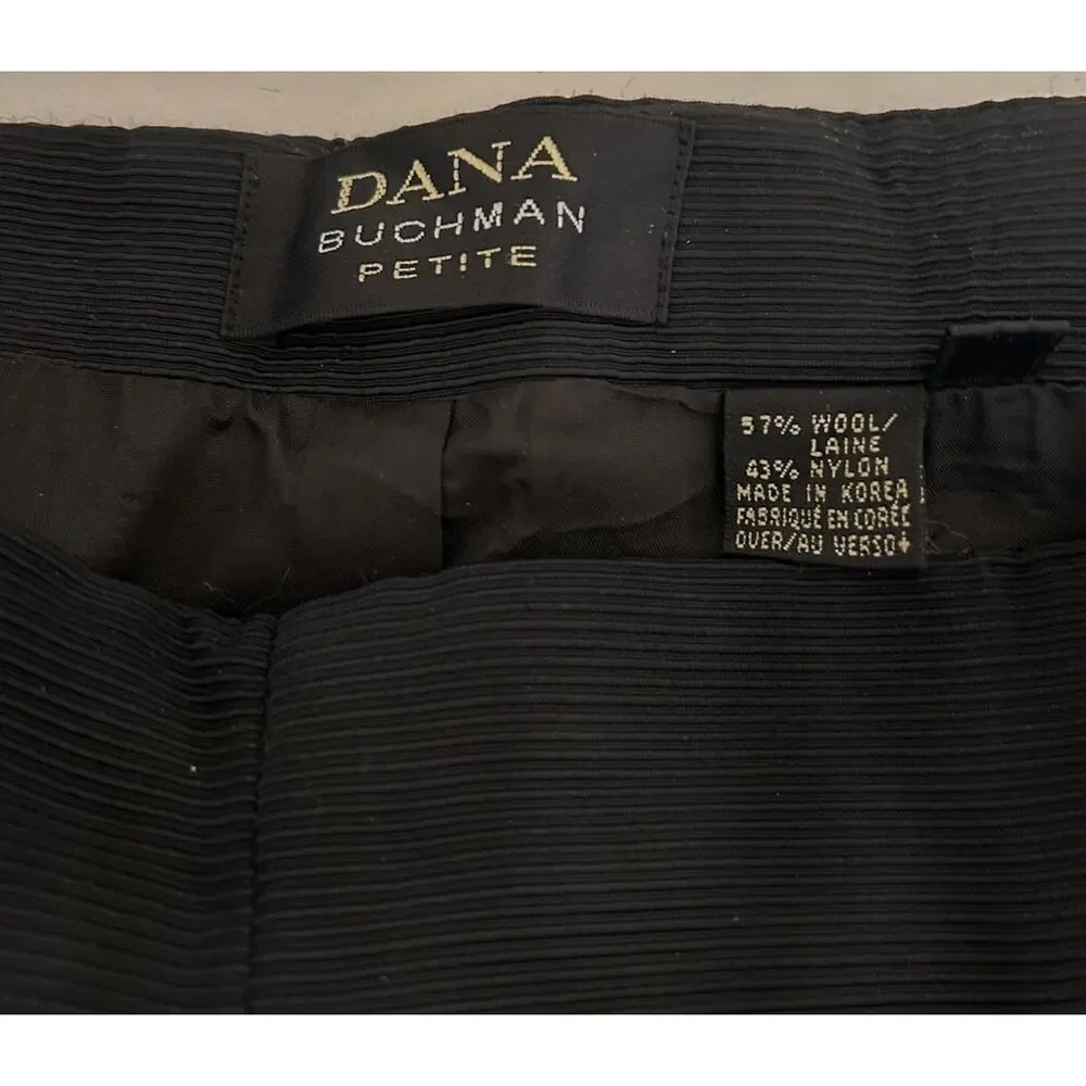 Dana Buchman Petite Women’s Black Straight Leg Wool Nylon Lined Pants Size 16P